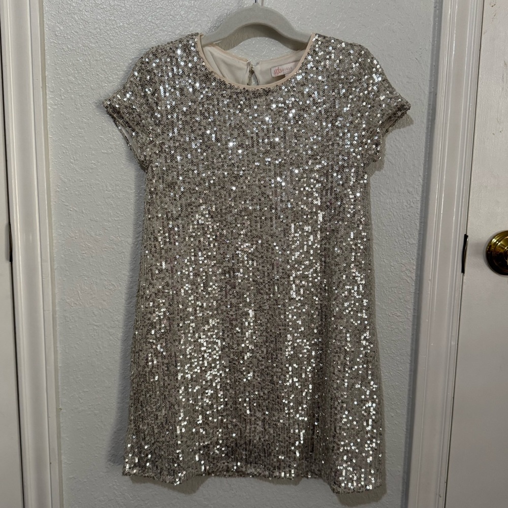 GB Girls Shimmering Silver Sequin Dress